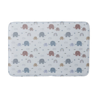 Mum & Baby Elephant Pattern Bath Mat