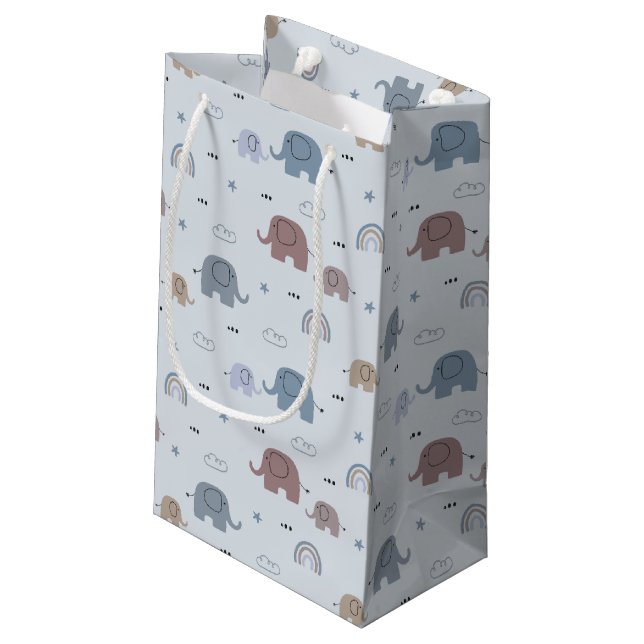 Mum & Baby Elephant Pattern Gift Bag (Back Angled)