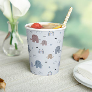Mum & Baby Elephant Pattern Paper Cups