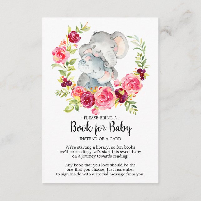 Mum & Baby Elephant Shower Book for Baby Card (Front)