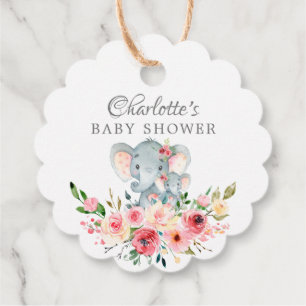 Mum & Baby Elephant Shower Favour Gift Tag