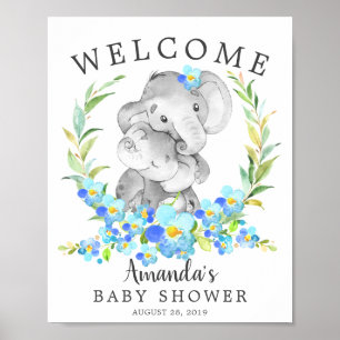 Mum & Baby Elephant Welcome Baby Shower Poster