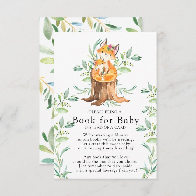 Mum & Baby Fox Baby Shower Book for Baby Card (Front/Back)