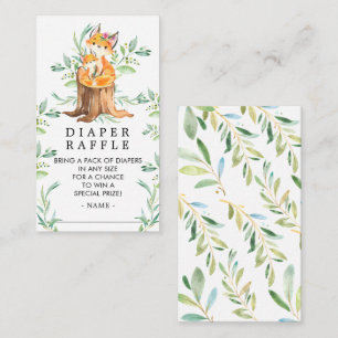 Mum & Baby Fox Baby Shower Diaper Raffle Ticket Enclosure Card