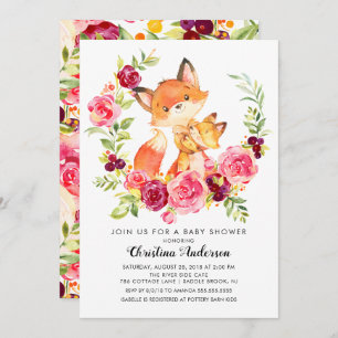 Mum & Baby Fox Baby Shower Invitation