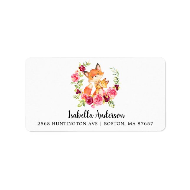 Mum & Baby Fox Shower Address Label (Front)
