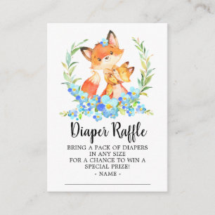 Mum & Baby Fox Shower Diaper Raffle Ticket Enclosure Card