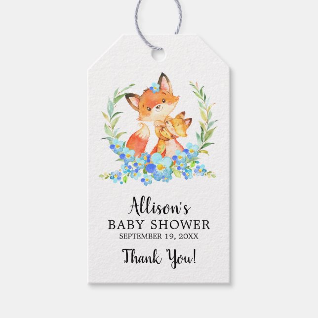 Mum & Baby Fox Shower Favour Gift Tag (Front)