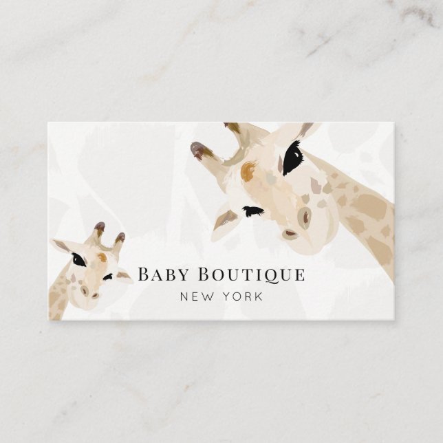 Mum& Baby Giraffe Baby Boutique Social Media Busin Business Card (Front)