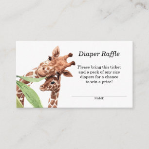 Mum & Baby Giraffe Diaper Raffle Enclosure Card