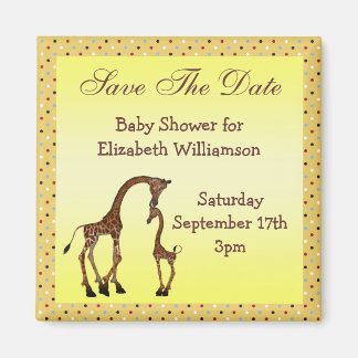 Mum & Baby Giraffe Save the Date Baby Shower Magnet
