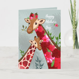 Mum & Baby Giraffes Cute Mother's Day Card