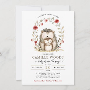 Mum Baby Hedgehog Baby Shower Invitation