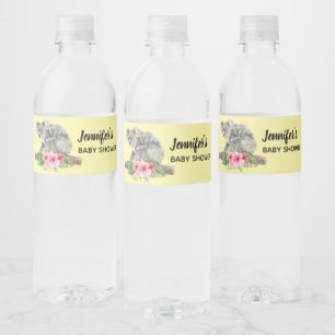 Mum & Baby Koala Bears Cute Watercolor Baby Shower Water Bottle Label