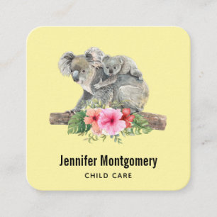 Mum & Baby Koala Bears Cute Watercolor Square Business Card