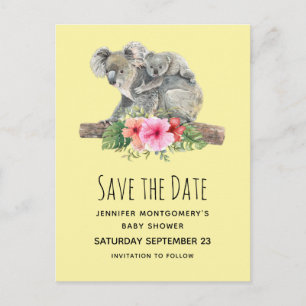Mum & Baby Koala Bears Cute Watercolor STD Invitation Postcard