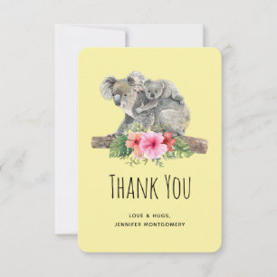 Mum & Baby Koala Bears Cute Watercolor Thank You Card