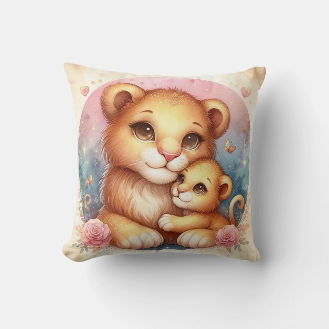 Mum & Baby Lion Cushion (Front)