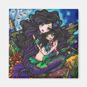 Mum & Baby Mermaid Fantasy Marine Art Hannah Lynn Magnet