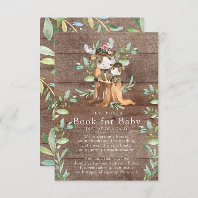 Mum & Baby Moose Baby Shower Book for Baby Card (Front/Back)