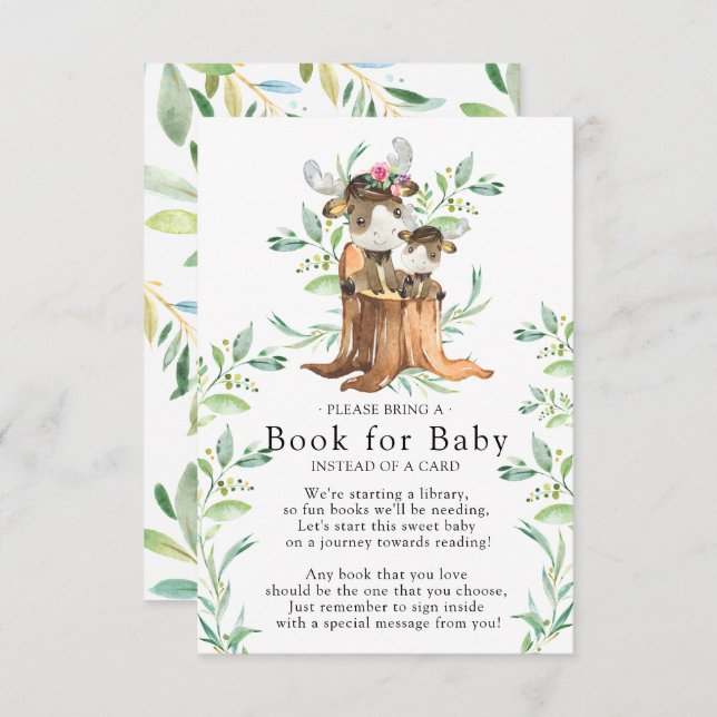 Mum & Baby Moose Baby Shower Book for Baby Card (Front/Back)