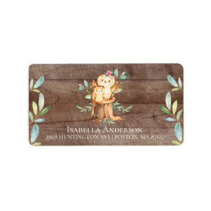 Mum & Baby Owl Baby Shower Address Label