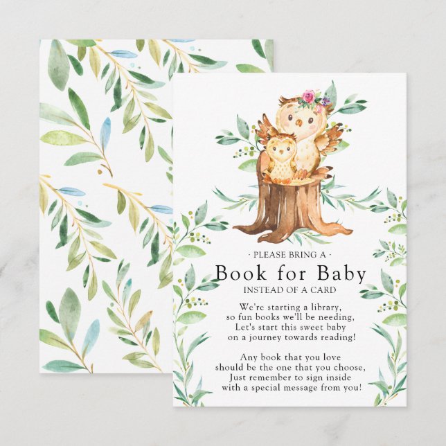 Mum & Baby Owl Baby Shower Book for Baby Card (Front/Back)