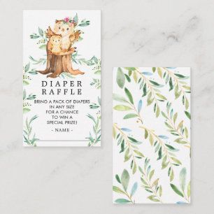 Mum & Baby Owl Baby Shower Diaper Raffle Ticket Enclosure Card