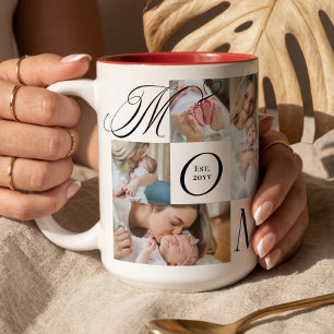 Mum Baby Photo Collage Happy First Mother's Day Two-Tone Coffee Mug