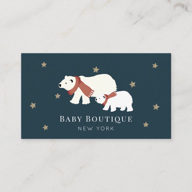 Mum& Baby Polar Bear Baby Boutique Social Media Bu Business Card (Front)