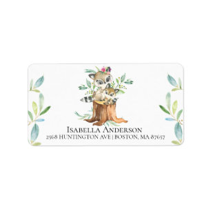 Mum & Baby Racoon Baby Shower Address Label
