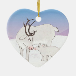 Mum & baby reindeer personalised Xmas ornament