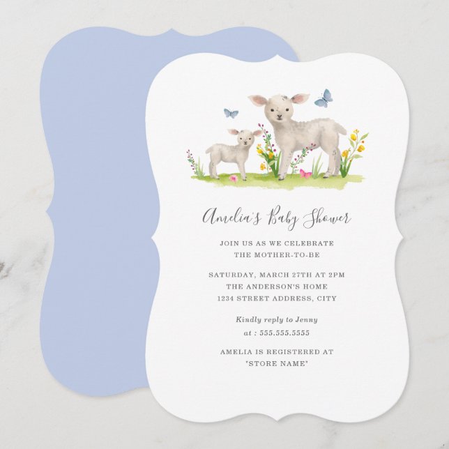 Mum Baby Sheep Baby Shower Invitation (Front/Back)