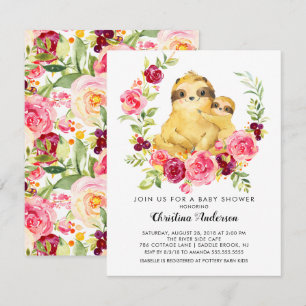 Mum & Baby Sloth Baby Shower Invitation