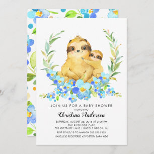 Mum & Baby Sloth Baby Shower Invitation