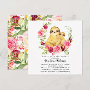 Mum & Baby Sloth Baby Shower Invitation