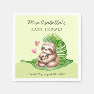Mum & Baby Sloth Customisable Baby Shower Napkins