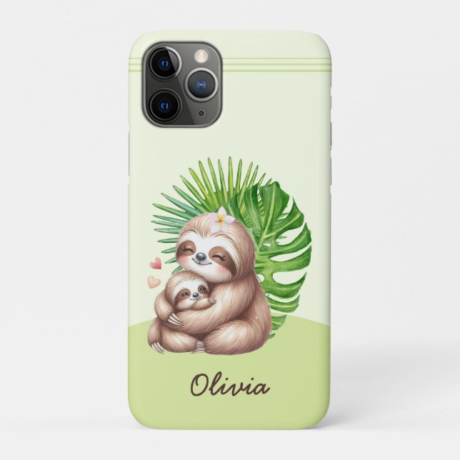 Mum & Baby Sloth Customisable Case-Mate iPhone Case (Back)