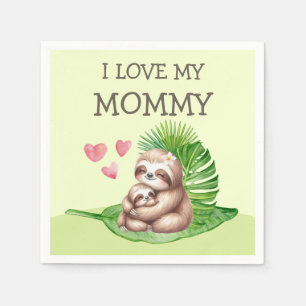 Mum & Baby Sloth Customisable Napkins