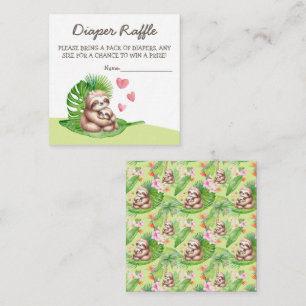 Mum & Baby Sloth Diaper Raffle Baby Shower Card