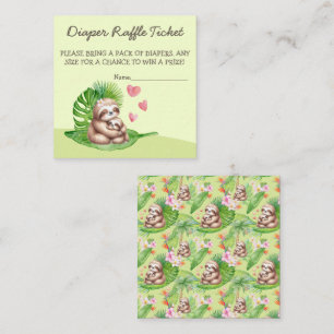 Mum & Baby Sloth Diaper Raffle Ticket - Card