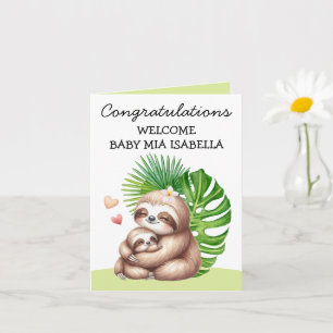 Mum & Baby Sloth Welcome Folded Greeting Card