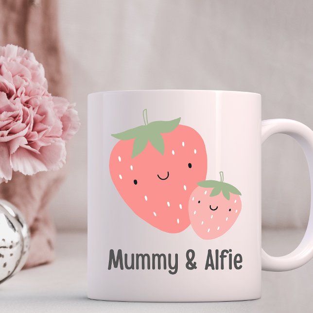 Mum & Baby Strawberry , Custom Matching Family Coffee Mug (Creator Uploaded)