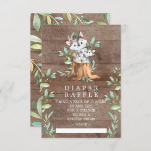 Mum & Baby Wolf Baby Shower Diaper Raffle Ticket Enclosure Card