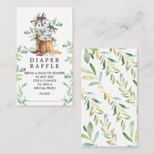 Mum & Baby Wolf Baby Shower Diaper Raffle Ticket Enclosure Card