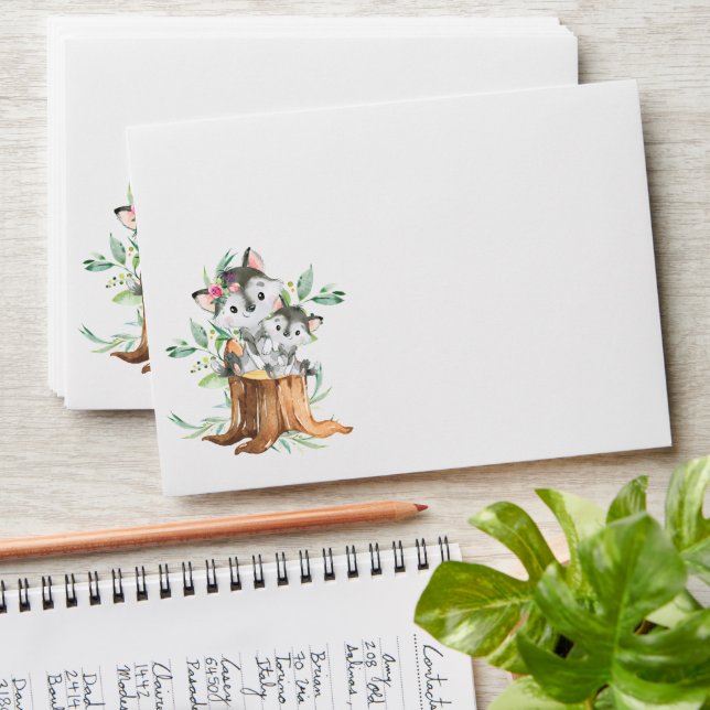 Mum & Baby Wolf Neutral  Baby Shower Envelope (Stacked)