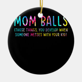 Mum Balls Funny Sport Mum Game Day Vibes Mother's Ceramic Tree Decoration