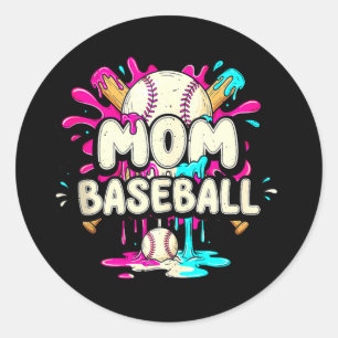Mum baseball ice cream drip graphic mothers day classic round sticker