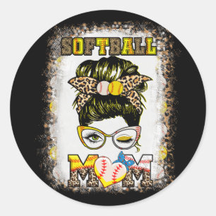 Mum Baseball Women Softball Mama Mothers Day Classic Round Sticker