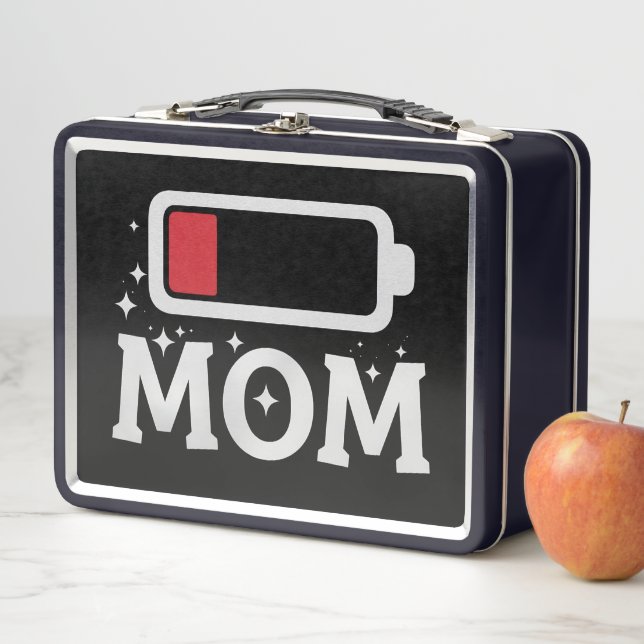 Mum Battery Low Tired Funny Mother's Day Metal Lunch Box (In Situ)